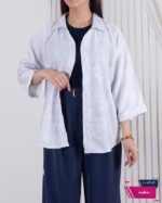 شومیز زنونه راه راه گل برجسته SADAF - Image 6
