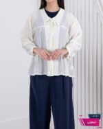 شومیز چین دار یقه گره نگینی ELEVEN - Image 6