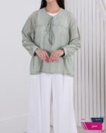 شومیز چین دار یقه گره نگینی ELEVEN - Image 7