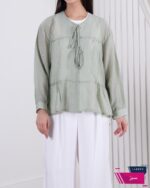 شومیز چین دار یقه گره نگینی ELEVEN - Image 8