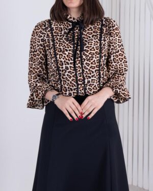 شومیز مجلسی یقه چین دارطرحدار RANA