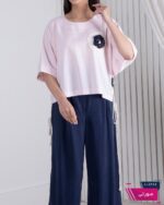 شومیز زنونه باکسی لینن گل MOMO - Image 2