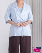 کت اسپرت زنونه لینن کمربندی جیب فیلتو ZARA - Image 4
