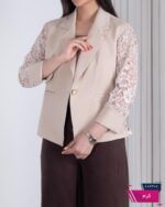 کت مجلسی زنونه خرجکار دانتل تک دکمه TAFFETA - Image 3