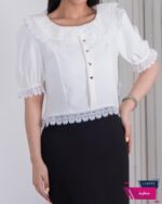 نیم تنه نوار گیپور دکمه قلبی BENITA - Image 6