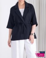 کت اسپرت زنونه لینن کمربندی جیب فیلتو ZARA - Image 8