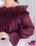 شومیز زنونه یقه چین دار کریستالی ARAS - Image 9