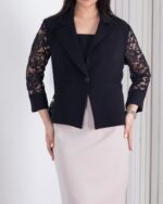 کت مجلسی زنونه خرجکار دانتل تک دکمه TAFFETA
