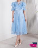 پیراهن زنونه مجلسی گیپور یقه والان ROSHA/260 - Image 3