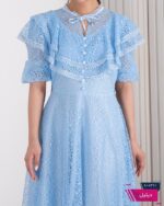 پیراهن زنونه مجلسی گیپور یقه والان ROSHA/260 - Image 4