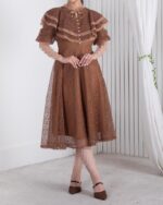 پیراهن زنونه مجلسی گیپور یقه والان ROSHA/260